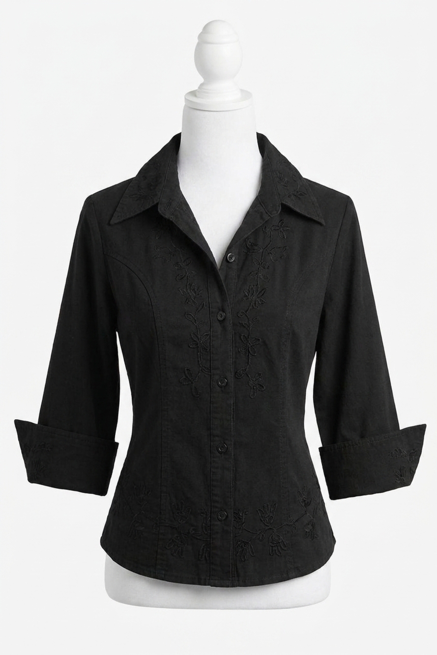 NEW SCULLY lace front blouse in black